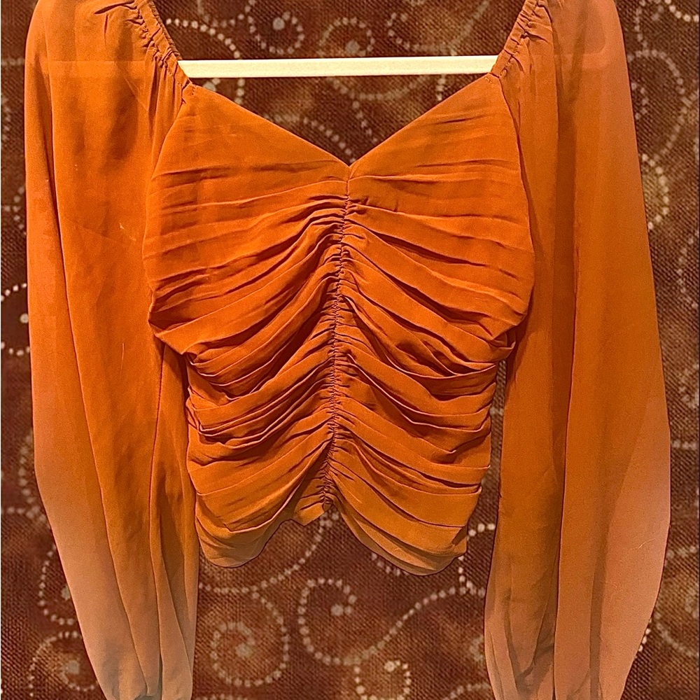 Abercrombie & Fitch Orange Ruched Blouse